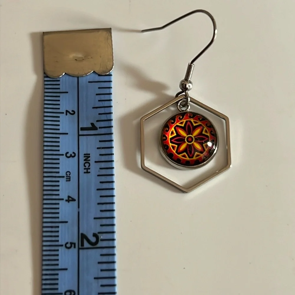 22142 Red and yellow earrings